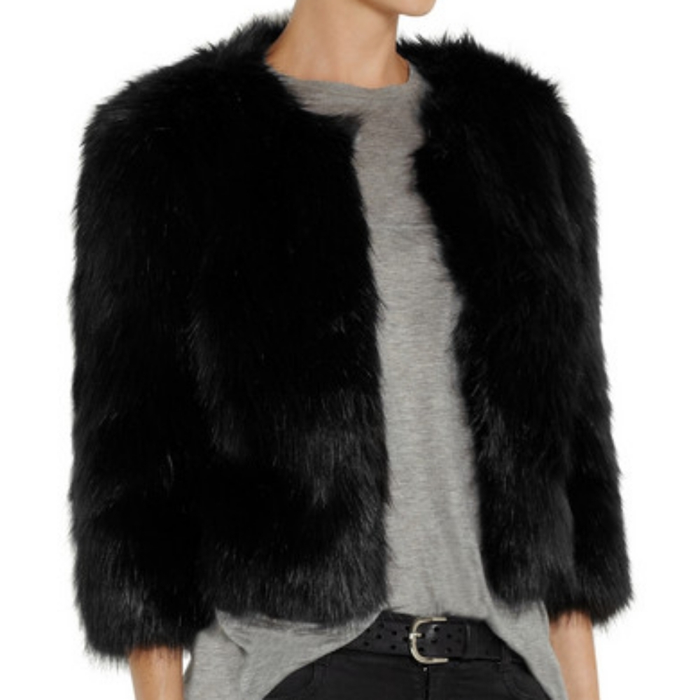 Dkny cropped faux fur jacket
